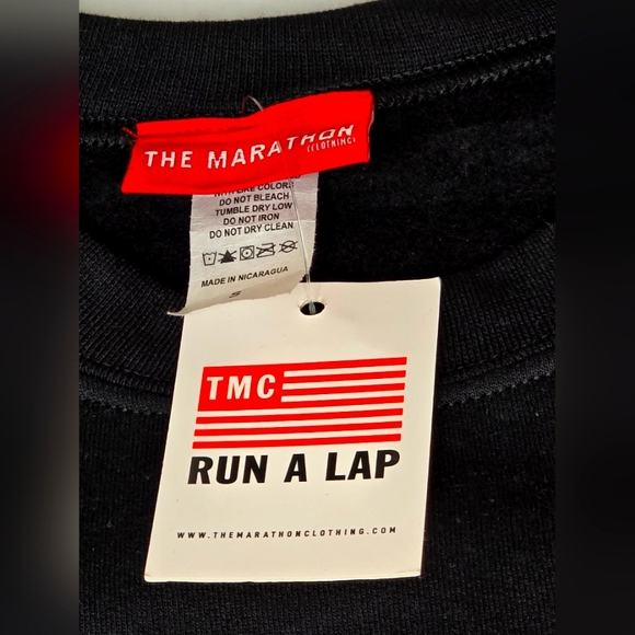 NWT The Marathon Clothing TMC Flag Crewneck Sweatshirt in Black Red & White SZ S - Picture 11 of 13